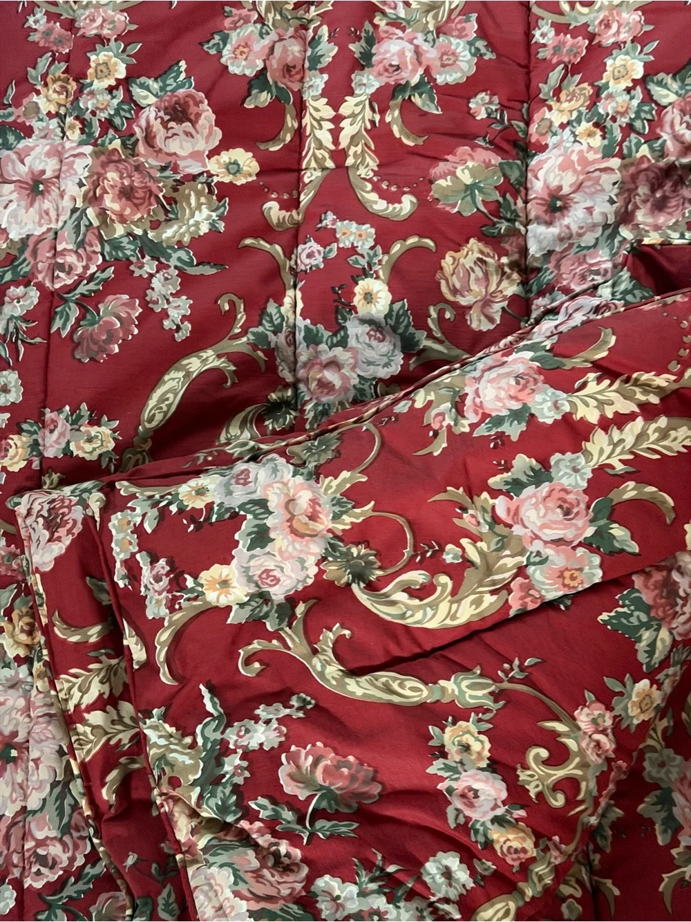 Vintage Ralph Lauren Marseilles Danielle Red Floral Comforter Twin Excellent